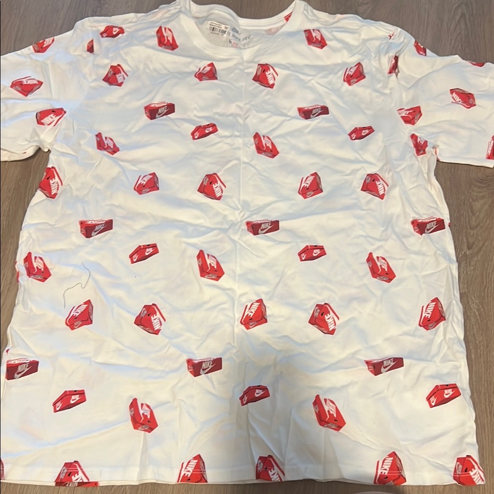 Nike White T-Shirt with Red Shoe Box Print